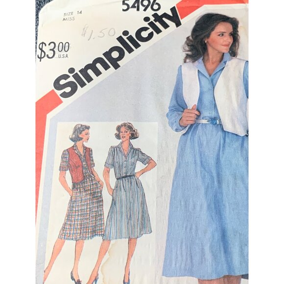 Simplicity Misses Dress Sewing Pattern sz 14 5496 - uncut - Picture 2 of 4